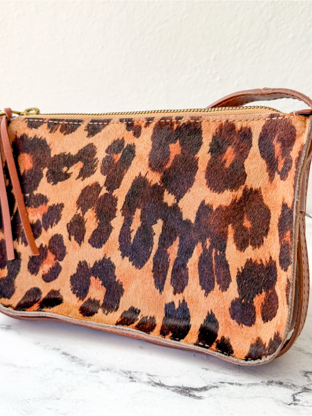 Madewell The Simple Crossbody Bag In Leather & Leopard Print Calf Fur — image 3 of 8